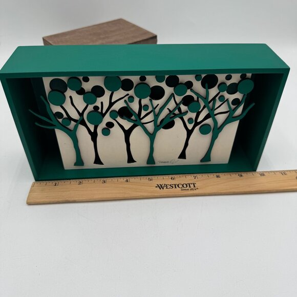 Elena Gil Artist signed Turquoise white tree 3D wall decor shelf decoration mini - Picture 12 of 14